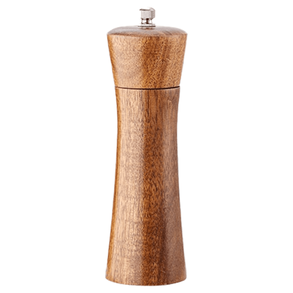 Wooden Salt and Pepper Grinder Set - 8 Inches Acacia Wood Pepper Mill and  Salt Grinder with Adjustable Coarseness - Adding Spoon and Cleaner Tool 