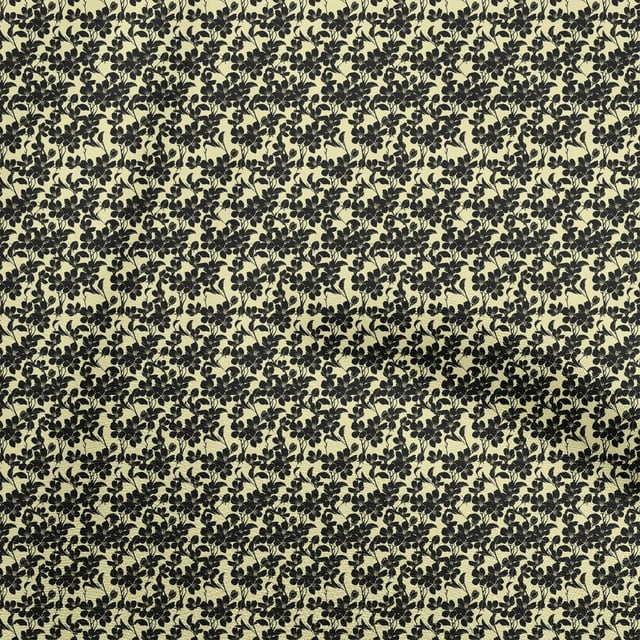 oneOone Rayon Black Fabric Floral Sewing Craft Projects Fabric Prints By Yard 56 Inch Wide