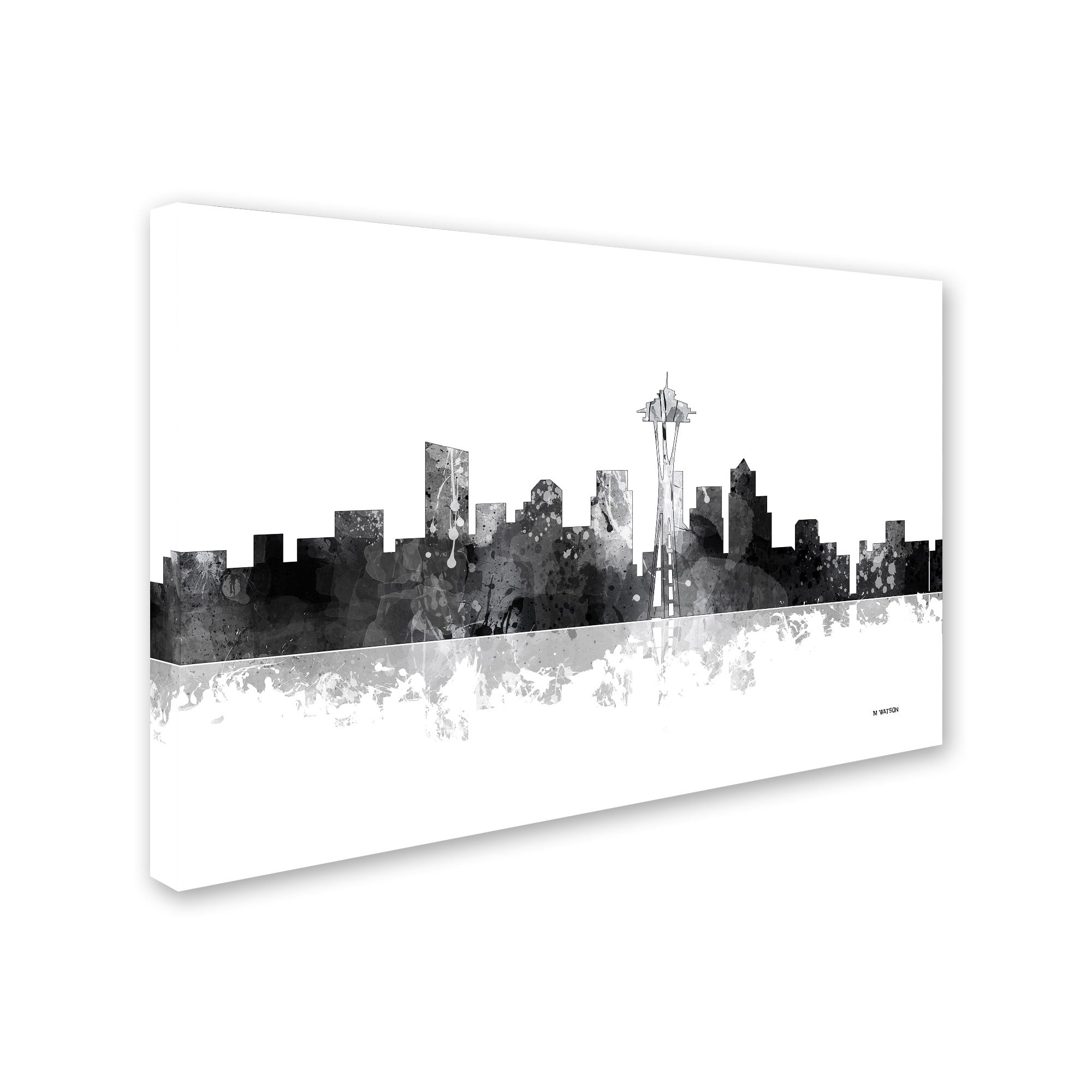 Home & Garden City of Seattle with Watercolor Splotches Wall26 