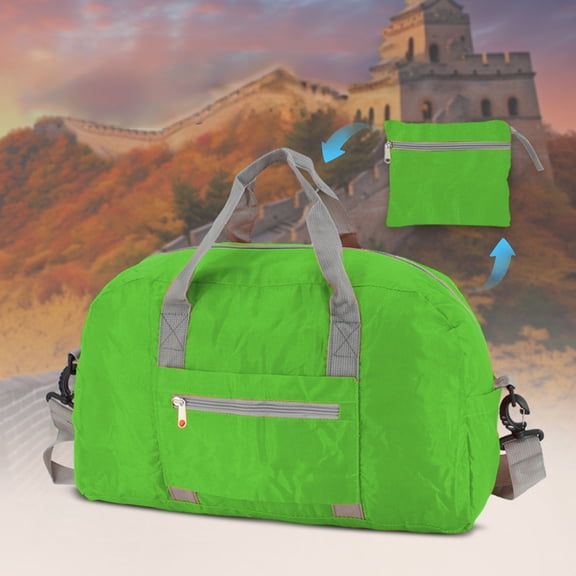 Foldable Travel Duffle Bag, 15.7 Inch Large Capacity Polyester Storage Tote, Portable Handheld Luggage Case for Overnight Trips Home Wardrobe Organizing