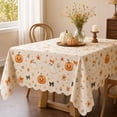 thumbnail image 6 of Cute Ghost Pumpkin Halloween Tablecloth, Floral Bow Printed Rectangular Scalloped Edge Decorative Table Cover for Diningroom Apartment Wedding, 6 of 7