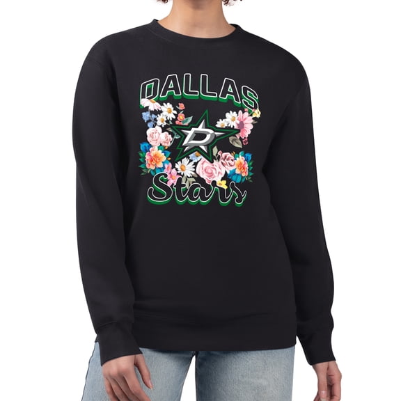Women's G-III 4Her by Carl Banks Black Dallas Stars Flower Logo Pullover Sweatshirt