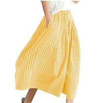 BLVB Womens Wide Leg Capri Pants Plaid Culottes Summer Elastic Waist Palazzo Trousers Bottoms for Beach Vacation with Pockets
