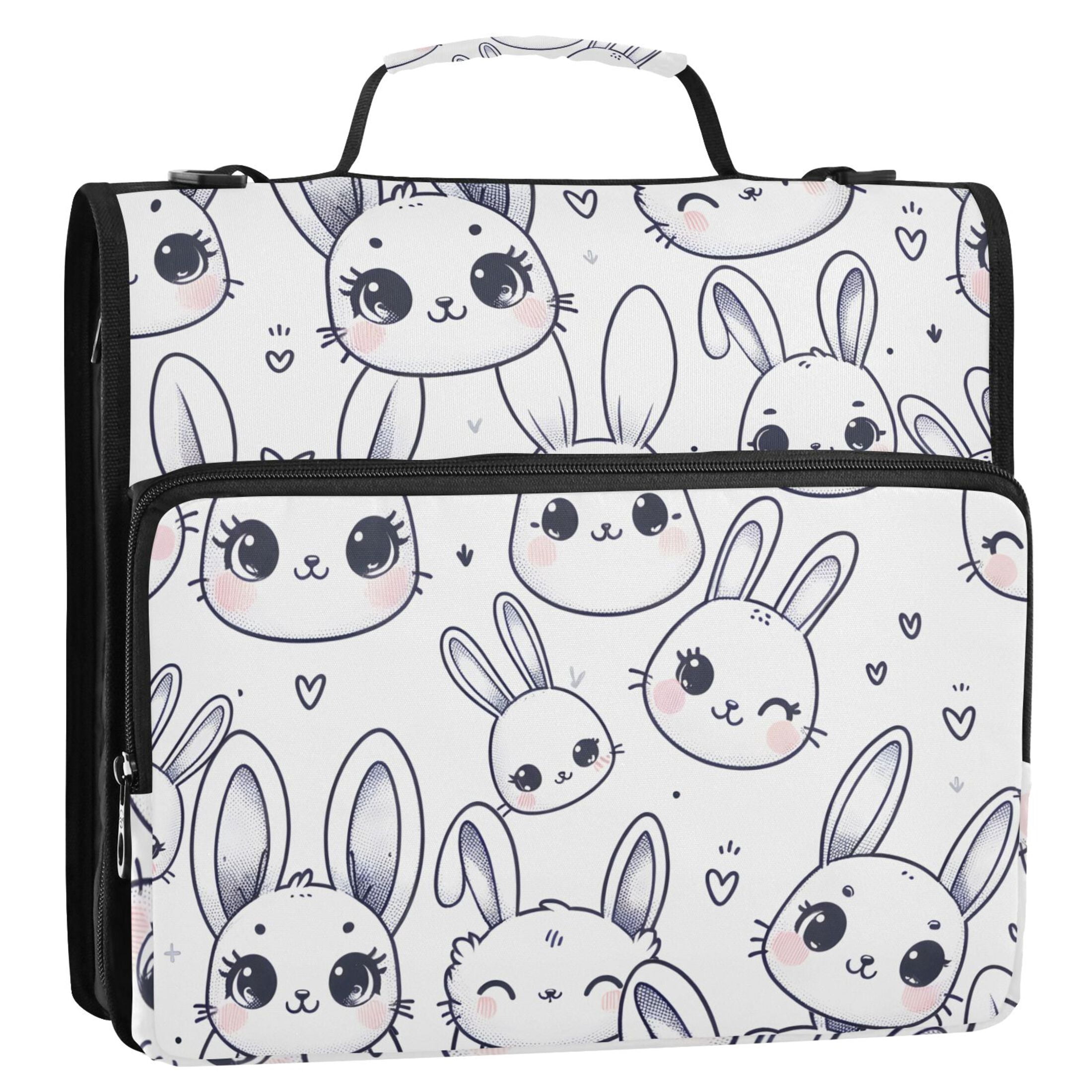 ALAZA Zipper Binder Rabbits 3 Ring Trapper Keeper File Folder Organizer Bag