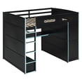 thumbnail image 3 of Mirightone Gaming Loft Bed with Desk ,Wardrobe, Ample Storage Space, and RGB LED Light, Full Size Wood Loft Bed Frame with Storage Shelve for Teens.( Blue), 3 of 7