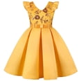 thumbnail image 1 of Vestido de lentejuelas para niña Umfun, falda para desfile de cumpleaños, manga voladora, fiesta de festival, ropa de princesa, amarillo, 3-4 años, 1 of 5