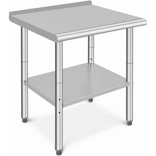 Yiwa Table de Préparation Mobile en Acier Inoxydable, Établi Robuste Certifié NSF avec Roulettes et Tablette Réglable sous l'Étagère pour Cuisine d'Hôtel et Garage
