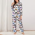 thumbnail image 2 of Balery Cartoon Monster Trucks1 Conjunto de Pijama con Estampado para Mujer, Conjunto de Dos Piezas con Manga Larga, Ropa de Dormir Suave con Bolsillos, Pijamas Cómodos-Medium, 2 of 7