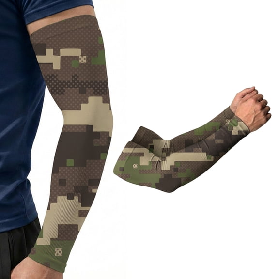 ARMORAY UV Protection Tattoo CoverUp Unisex Adults Athletic Arm Sleeves, Forest Camo, 2 counts