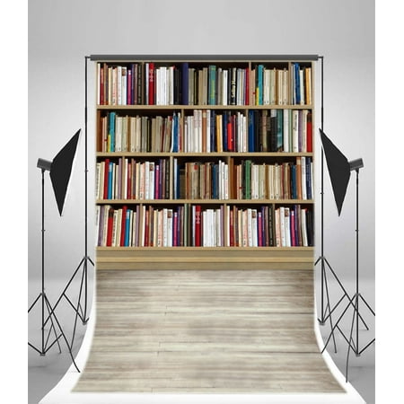Image of GreenDecor Bookshelf Backdrop 5x7ft Books Interior Wallpaper Decoration Students Library Young Study Photos Children Newborn Baby Kids Toddlers Portraits Digital Video Studio Props