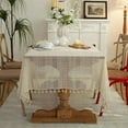 thumbnail image 4 of Crochet Tablecloth with Tassels, Boho Stripe Geometric Tablecloth for Party Birthday Dinning Table Cloth, 4 of 6
