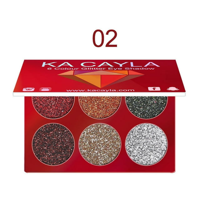 Paleta de sombras de ojos HUOGUO, 6 colores, lentejuelas de diamante de alto brillo