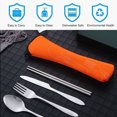 thumbnail image 4 of 4pcs Portable Cutlery with Case, Travel Camping Utensils Set, Reusable Flatware 2 Sets - orange, 4 of 5
