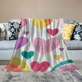 thumbnail image 2 of SheronV Rainbow Hearts Warm Lightweight Soft Fleece Blanket Throw Blanket for All Seasons Living Rooms Sofa Decor Cow Gifts Blanket 50x60in, 2 of 6