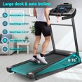 thumbnail image 3 of Folding Treadmill with 15% Auto Incline,3.25HP Ultra-silent Motor, Speed Range of 0.6~10MPH,300lb Capacity, APP & Bluetooth Speakers,Treadmills for Home Running and Walking, 3 of 9