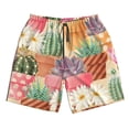 thumbnail image 2 of Honeii's Succulent And Cactus Print Men's Casual Shorts with Drawstring，Swim Trunks Quick Dry Beach Shorts, 2 of 5