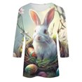 thumbnail image 5 of lcziwo Lightning Prime Sales Womens Easter Shirt Tshirts Fashion 3D Bunny Rabbit Print Shirts Loose Casual Round Neck 3/4 Sleeve Tops Vacation Outfits Multicolor XXL, 5 of 6