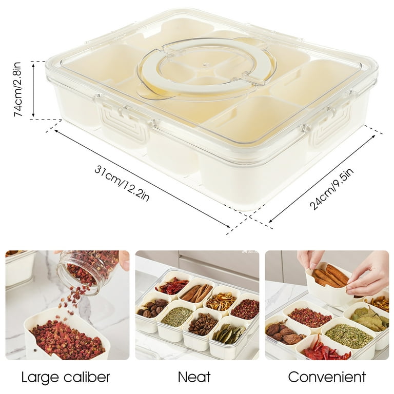 Bandesun Divided Serving Tray with Lid and Handle - Snackle Box Charcuterie  Container for Parties, Entertaining, Picnic - Portable Snack Platters