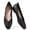 Black, variant on Womens Metallic Crackle Square Toe Flat Shoes Slip On Shiny Leather Ballet Flats Low Heel Casual Dress Shoes for Wedding Daily Party