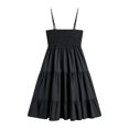 thumbnail image 7 of Womens Dresses Summer Women's Sleeveless Square Neck Tiered Ruffle Smocked Waist Casual Summer Dress Spaghetti Strap Sleeveless Mini Solid Black L, 7 of 7