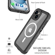 Compatible for iPhone 15 Case Waterproof, Full Body Underwater Dustproof Shockproof Case Built-in Screen Protector - Clear