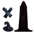 thumbnail image 2 of Conjunto de disfraz de de Halloween, recuerdos de fiesta, capa con capucha para foto, Cosplay 3 piezas Yuyangstore Disfraz De Bruja De Halloween, 2 of 8