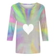 thumbnail image 5 of Moxiu Valentines Day Shirts for Women Plus Size 3/4 Sleeve Crewneck Tops Love Heart Graphic Shirt Valentine's Day T Shirts Tunic Blouses 2025 Silver,S, 5 of 5