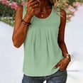 thumbnail image 3 of ctdiral Womens Crew Neck Sleeveless Tank Tops Pleated Loose Fit Tunic Tops Solid Color Lightweight Tee Summer Casual Comfy Tops Green S, 3 of 8