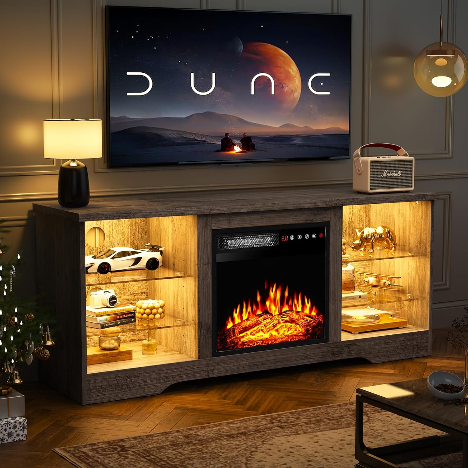 Waleaf 65" Fireplace TV Stand with 18" Electric Fireplace photo 3