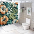 thumbnail image 7 of Awypu Tropical Summer Hawaiian Flower Palm Chic Modern Bathroom Decor Waterproof Shower Curtain Multiple Sizes White, 7 of 7