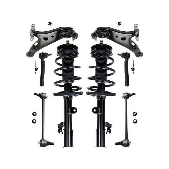Front Strut Coil Spring Control Arm Tie Rod Kit - Compatible with 2008 - 2013 Toyota Highlander 2009 2010 2011 2012