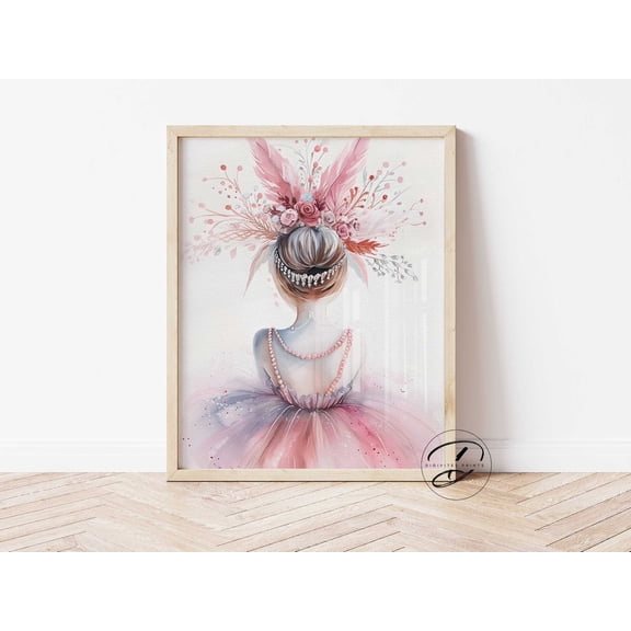 Ballet Nursery Art, Ballerina Nursery Decor, Pink Girls Room, Ballet Dancer, Ballerina Print, Original Girl Wall Art, Whimsical Home Decor #962, Unframed Poster Size 8x12