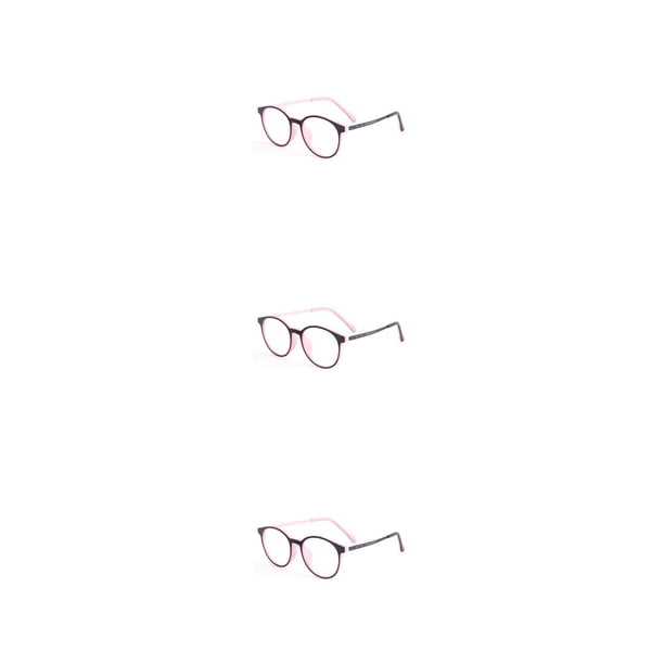 Jumpingount Montura para gafas de lectura, monturas para gafas flexibles, montura redonda antideslizante, soporte integrado para la nariz, rosa y Type1 NO1