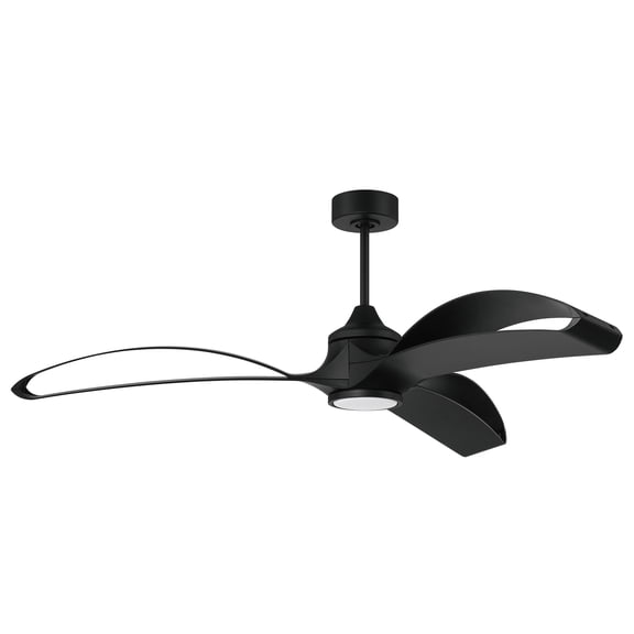Bandeaux 60 in. Flat Black Finish Outdoor Ceiling Fan, Integrated LED Light & Remote Included
