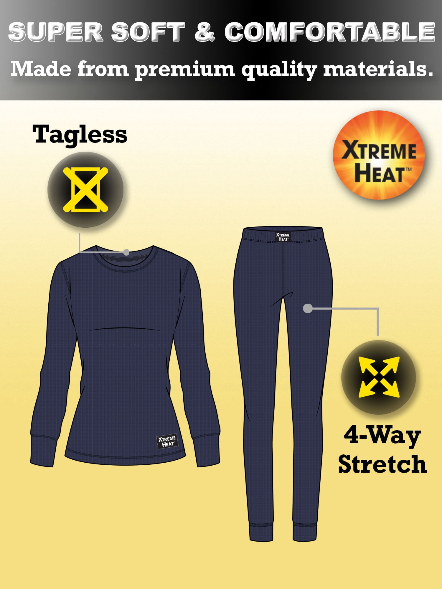 Xtreme Heat Womens Thermal Underwear Set Insulated Shirt & Long Johns, Sizes S-XL