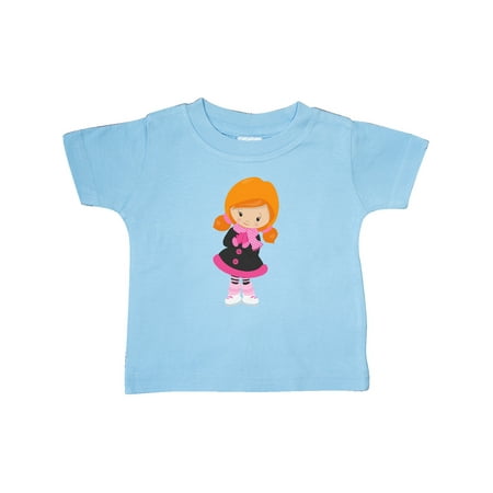 

Inktastic Ice Skating Girl Cute Girl Orange Hair Scarf Gift Baby Girl T-Shirt
