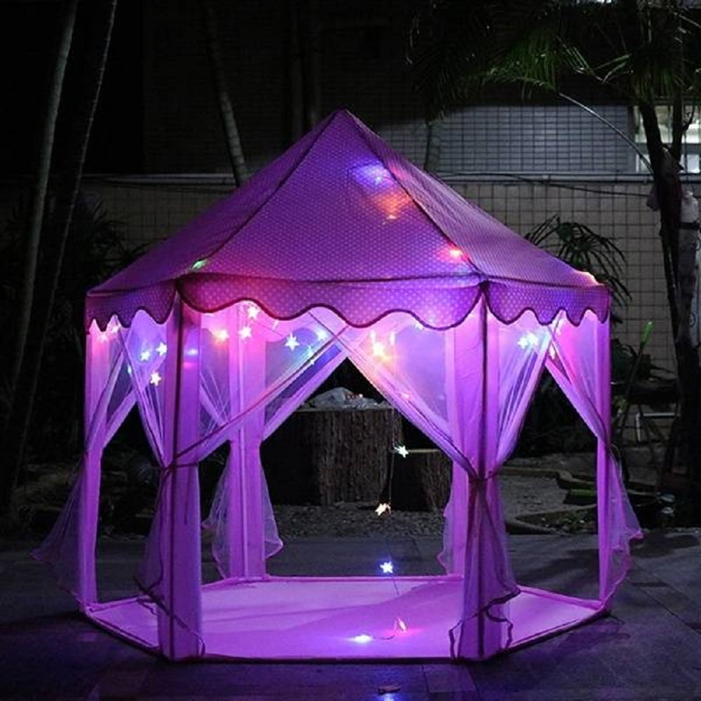 Blue Princess Tent Cilbey Fairy Princess Tent for Kids Princess Play Tent Toys Large Castle Playhouse with Lights and Carry Bag 