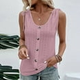 thumbnail image 2 of up to 60% off Gifts Usmixi Womens Tank Tops Beach Casual Solid Hollowed Button Down Shirts Vest with Drawstring Summer Trendy Plain Crewneck Sleeveless Shirts Blouse Pink l, 2 of 7