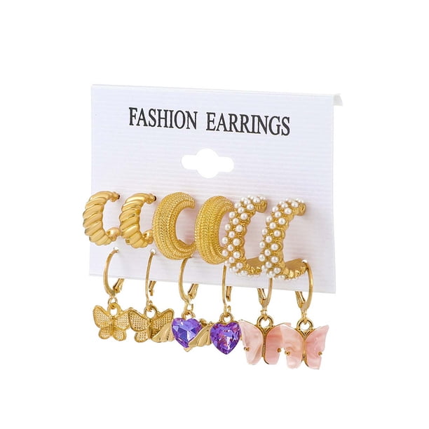 Pendientes geométricos de Metal exagerados pendientes de personalidad de moda conjunto de pendientes de perlas de mariposa regalo de mujer Wmkox8yi sjalhkljlk237