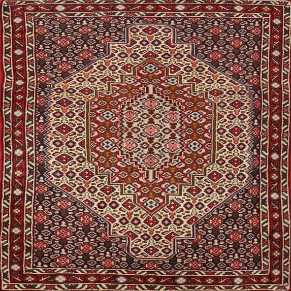 Ahgly Company Machine Washable Indoor Square Traditional Saffron Red Area Rugs, 4' Square