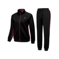 thumbnail image 3 of Women's 2Pc Full Zip Tracksuit, 4 Way Stretch Breathable Jogger with Zipper Pockets for Gym Running Black M, 3 of 8