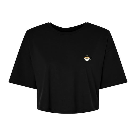 Dalix Cappuccino Embroidered Cotton Relaxed Fit Flowy Short Sleeve Crewneck Tee Shirt Womens in Black 2XL XX-Large