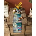 thumbnail image 5 of ERUNPONLY White Spring Floral Table Runner - 60 Inch Long Farmhouse Flowers Wooden Vintage Cotton and Linen Blended Dress Scarves Farmhouse Table Runner for Kitchen Dining, Coffee Table, 13"x60", 5 of 8
