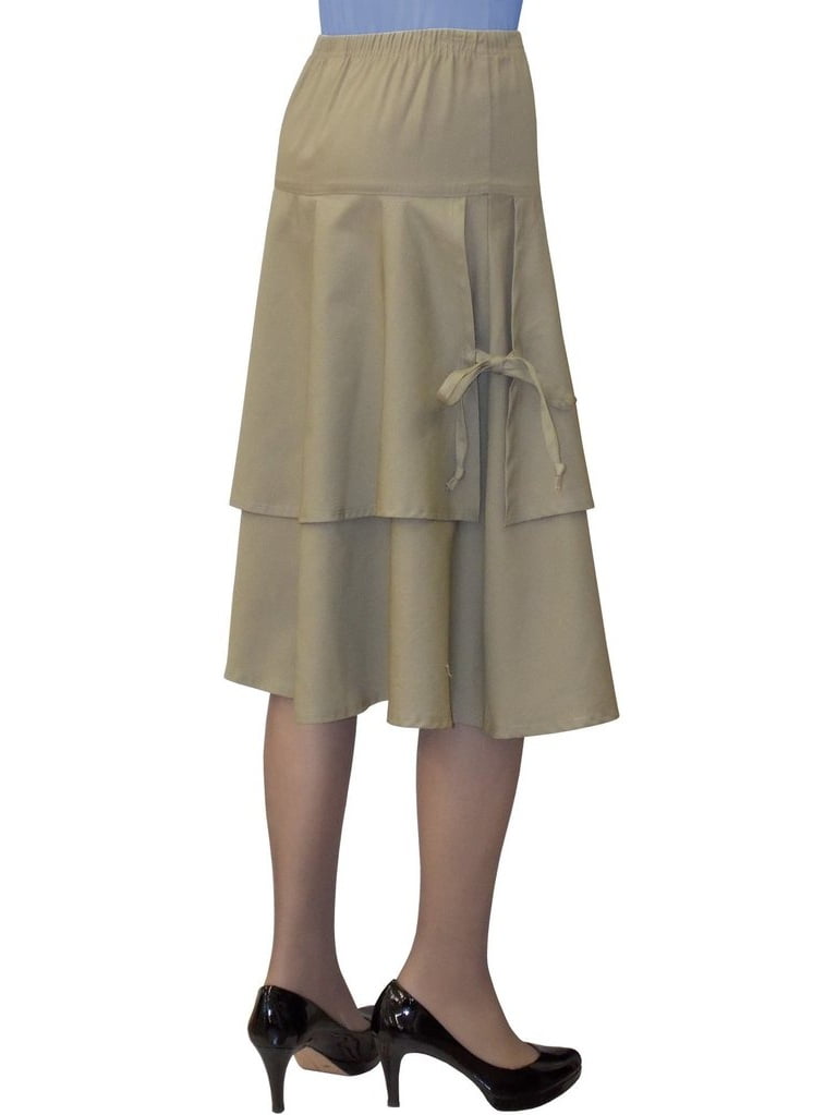 BABYO Womens 2 Narrow Box Pleated Below the Knee Length Skirt
