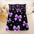thumbnail image 3 of Erosebridal Watercolor Bowknot Bed Sheets for Girls, Purple Love Heart King Sheets for Women, 4pcs, 3 of 6