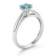 thumbnail image 3 of Gem Stone King 10K White Gold Blue Zircon Solitaire Engagement Ring for Women (0.85 Cttw, Round 5MM, Available in Size 5, 6, 7, 8, 9), 3 of 4