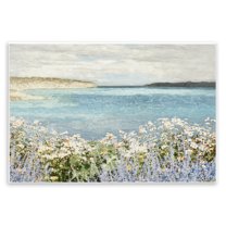 Stupell Industries Daisy Field over Sea Landscape & Nature Painting Unframed Art Print Wall Art, 15 x 10
