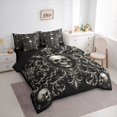 thumbnail image 2 of Castle Fairy Luxury Baroque Skull 7-Piece Twin Bedding,Ornate Chain Peony Frame Graphic Bedding Comforter Set,Silver Black,Black Reversible, 2 of 7