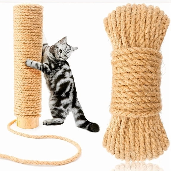 Sisal Rope for Cat Scratcher Rope for Cat Scratching Post 394 Inch Jute Fiber Cat Scratching Post Replacement for Furniture Scratch Repair Cat Accessories for Indoor Cats 1 Pack