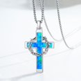 thumbnail image 7 of Coachuhhar Opal Cross Necklace for Men 925 Sterling Silver Crucifix Crown of Thorns Pendant Necklace Religion Catholic Jewelry Gifts for Father Husband Son, 7 of 7